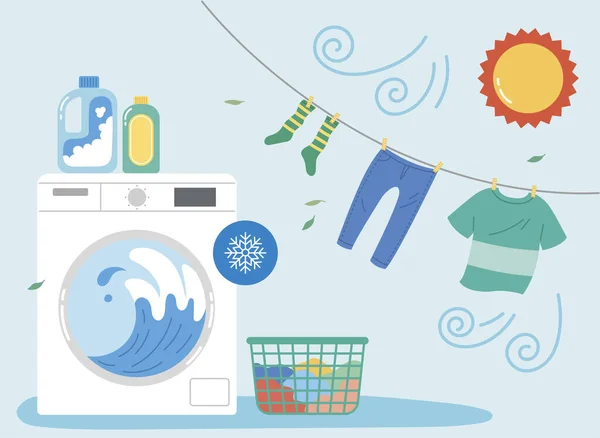 Laundry Washing Machine Vector Illustration — Image vectorielle