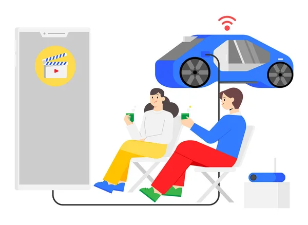 Charging Electric Car Concept Vector Illustration — ストックベクタ