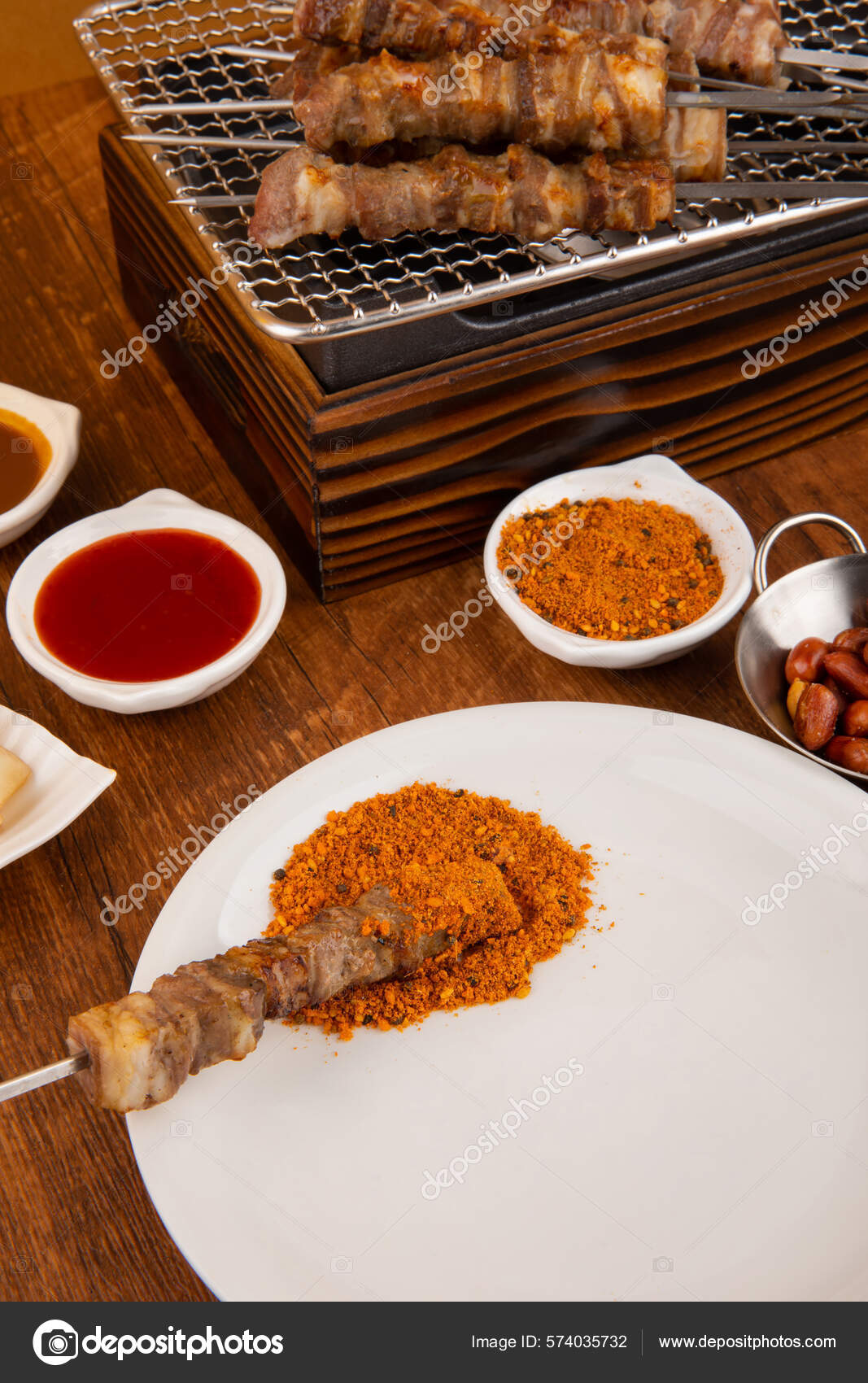 Roasted Lamb Skewers Food Background Stock Photo by ©submissionbbtree