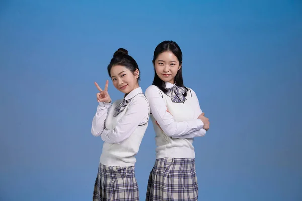 Generatie Glimlachen Schattig Koreaans Aziatisch Meisjes — Stockfoto