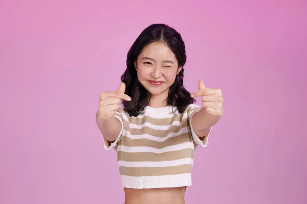 Generatie Aziatisch Meisje Student Poseren Met Handen Met Handen — Stockfoto