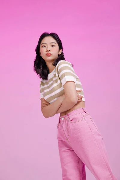 Generasi Asia Hipster Perempuan Korea Pose Percaya Diri — Stok Foto