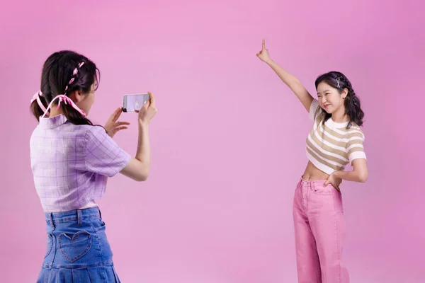 Generation Influenciador Hipster Femenino Coreano Asiático Concepto Creador Creación Contenido —  Fotos de Stock
