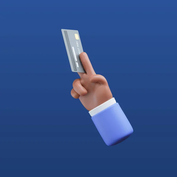Rendered Hand Motion Holding Credit Card — Stock Photo, Image