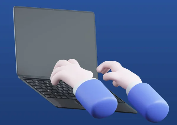 Renderowany Ruch Dłoni Pomocą Laptopa — Zdjęcie stockowe