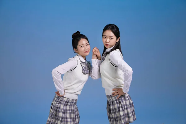Корейська Жінка Хіпстер Покоління Автор Концепції Хто Тримається Руки Посміхається — стокове фото