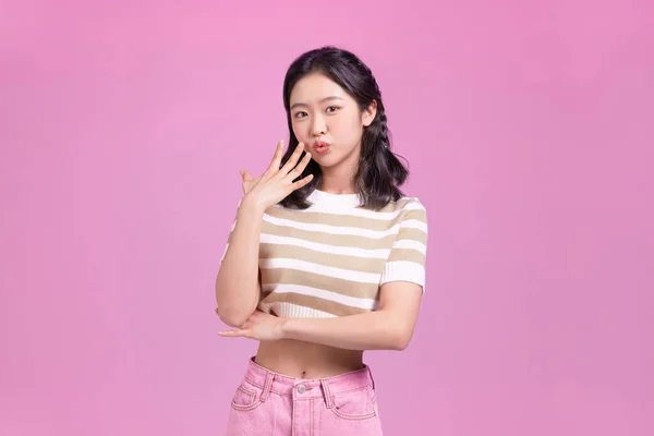 Generation Überrascht Süß Asiatisch Koreanisch Mädchen — Stockfoto