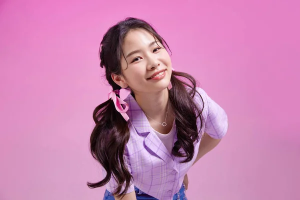 Generazione Sorridente Carino Asiatico Coreano Ragazza — Foto Stock