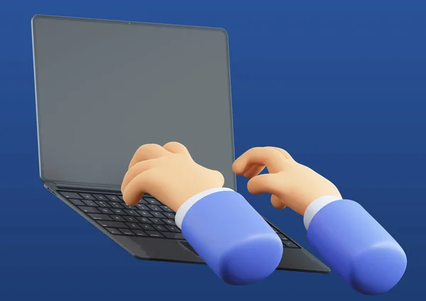 Gerenderte Handbewegungen Mit Laptop Computer — Stockfoto