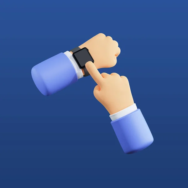 3D渲染手部运动 佩戴智能手表 — 图库照片
