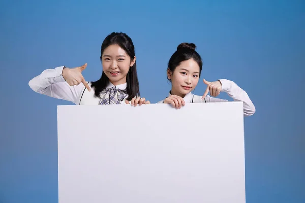 Generace Asijské Korejské Hipster Vliv Koncept Tvůrce Hold Panel — Stock fotografie