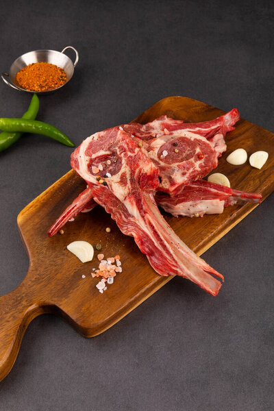 Raw Lamb Ribs Seasoning Stock Photo