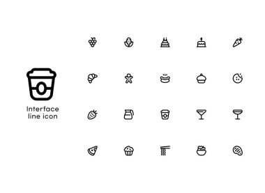 mobile essential interface web vector icon set,  black line style clipart