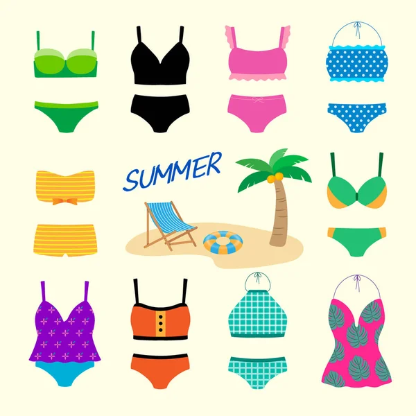 Summer Objects Swimsuit Vector Illustration — Stock Vector