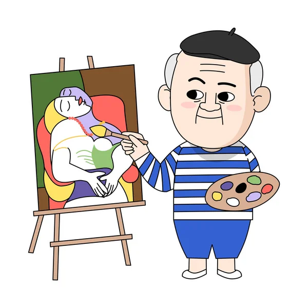 Picasso Personaje Con Movimientos Emociones — Vector de stock