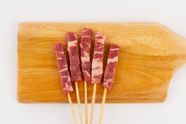 Raw Lamb Meat Skewers Royalty Free Stock Images