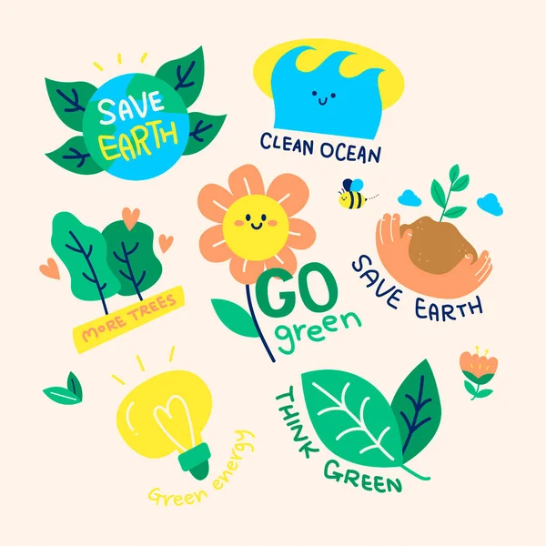 Eco Friendly Icons Vector Illustration — ストックベクタ
