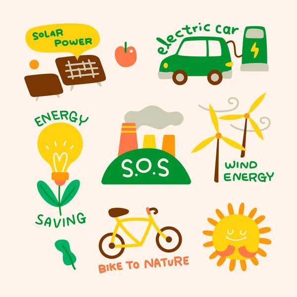 Eco Friendly Icons Set Vector Illustration — ストックベクタ