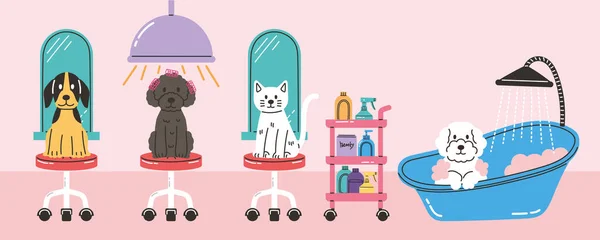 Vector Illustration Cute Pets - Stok Vektor