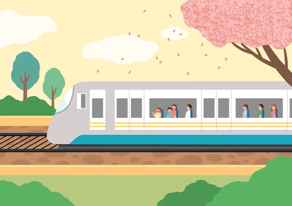 Vector Illustration Train Travel — 图库矢量图片