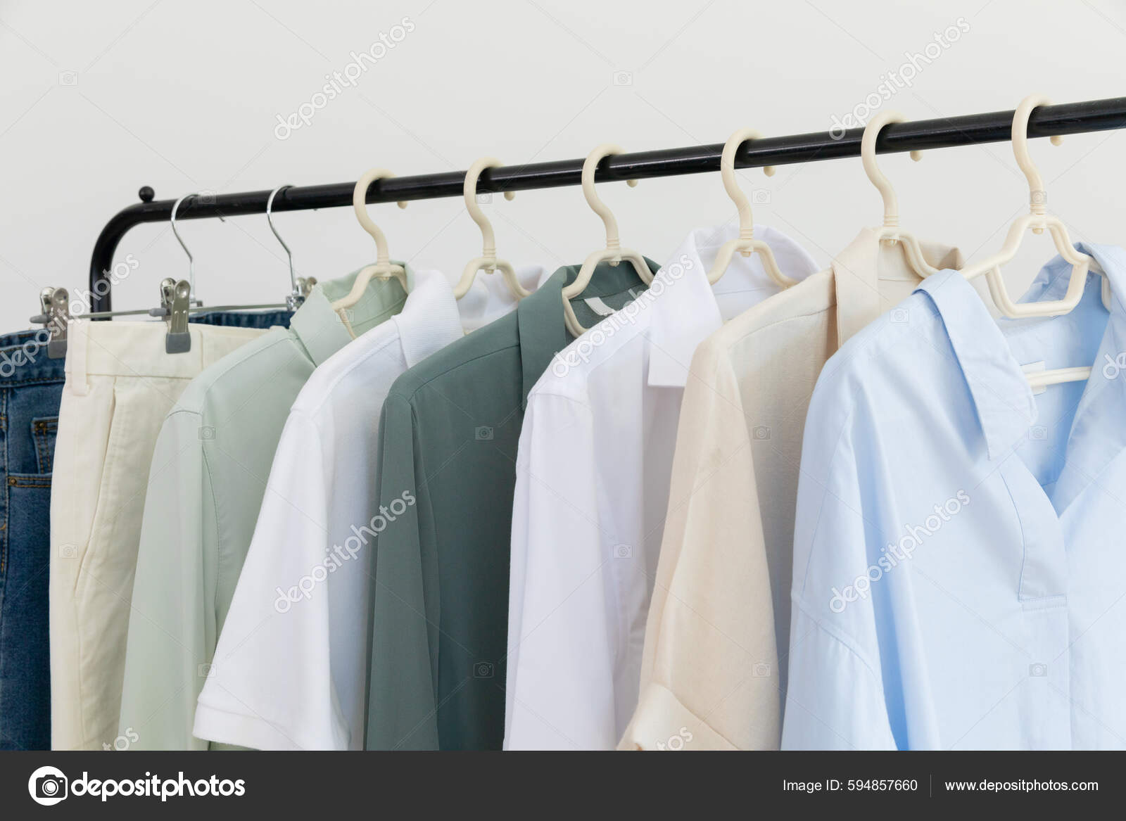 Aesthetic Laundry Concept Clothes Hung Hangers Stock Photo by ©submission@bbtree.co.kr 594857660