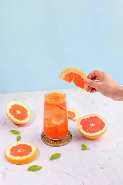 Summer Background Grapefruit Ade Juice Drink Grapefruits — ストック写真