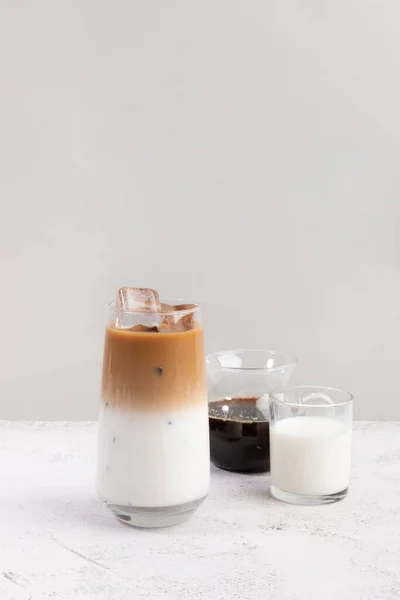 Musim Panas Minum Latar Belakang Kopi Latte Dengan Espresso Dan — Stok Foto