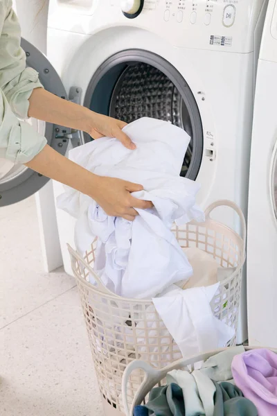 Aesthetic Laundry Concept White Clothing Laundry — Stok fotoğraf