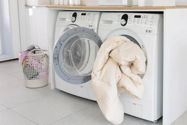 Aesthetic Laundry Concept Washing Blanket — Stok fotoğraf
