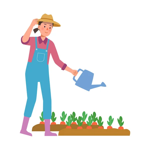 Vector Illustration Job Character Farmer — ストックベクタ