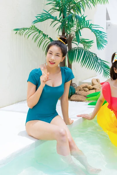 Viagem Férias Verão Com Amigos Conceito Series Korean Bonita Asiático — Fotografia de Stock