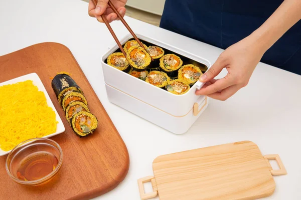 Alacsony Szénhidráttartalmú Tojás Keto Kimbap Koreai Sushi Tekercs — Stock Fotó