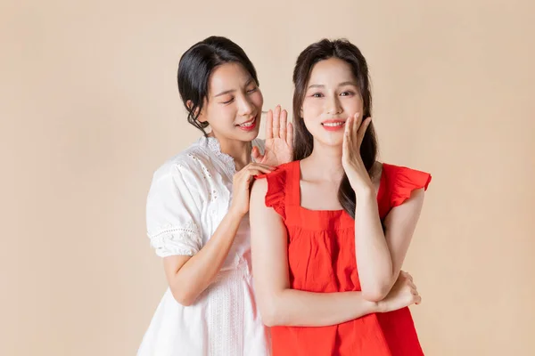 Letni Wyjazd Przyjaciółmi Concept Series Koreański Piękne Azjatyckie Młode Kobiety — Zdjęcie stockowe