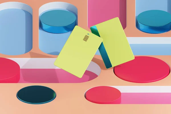 Fundo Renderizado Pop Colorido Com Cartão Crédito Apto Para Pagamento — Fotografia de Stock
