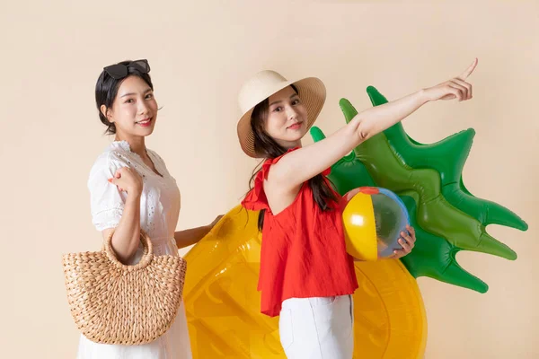 Vacaciones Verano Viaje Con Amigos Concepto Serie Coreano Hermosa Asiática — Foto de Stock