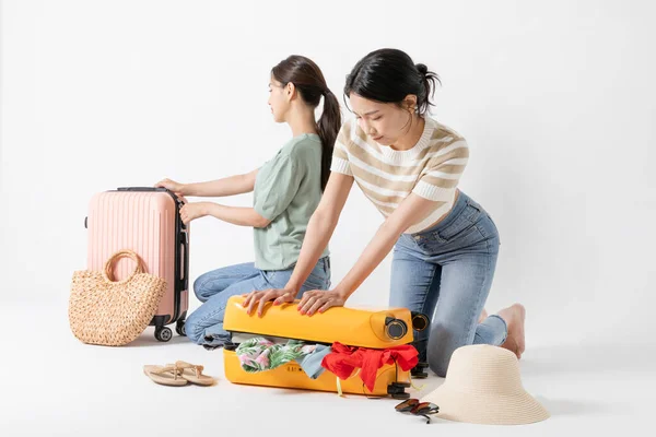 Preparing Summer Trip Concept Series_Korean Beautiful Asian Young Women — Stock Photo, Image