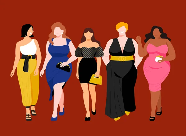 Diversidade Feminina Formas Corporais Mulheres Ilustração —  Vetores de Stock