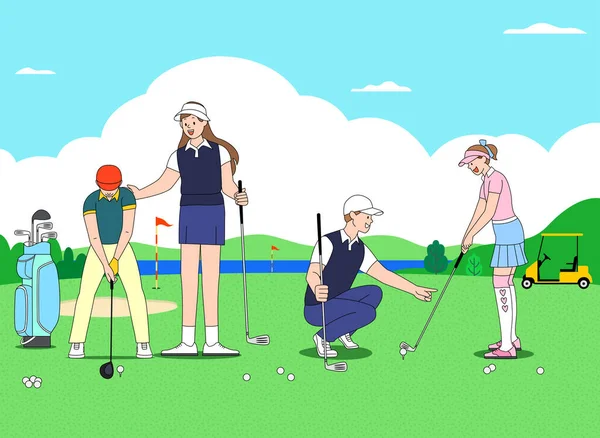 Golf Sporu Konsepti Vektör Illüstrasyonu — Stok Vektör