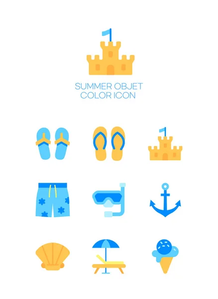 Sommeraufkleber Ein Satz Minimaler Web Icons — Stockvektor