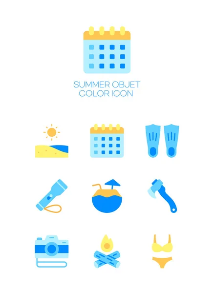 Summer Stickers Set Minimal Web Icons — Stock Vector