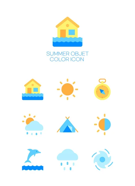 Summer Stickers Set Minimal Web Icons — Stock Vector