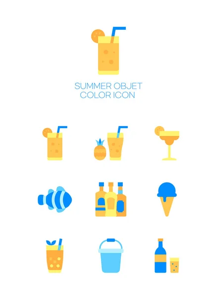 Summer Stickers Set Minimal Web Icons — Stock Vector