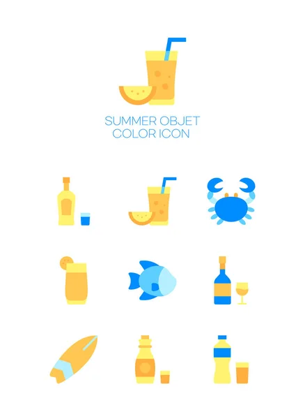 Summer Stickers Набор Минимальных Веб Приложений — стоковый вектор