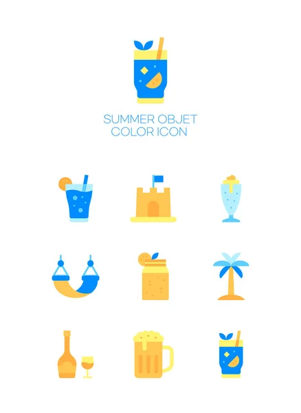 Summer Stickers Set Minimal Web Icons — Stock Vector