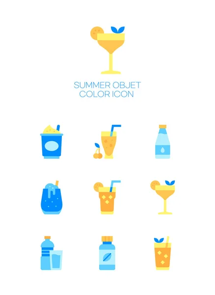 Summer Stickers Set Minimal Web Icons — Stock Vector