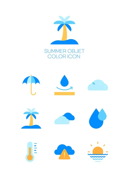 Sommeraufkleber Ein Satz Minimaler Web Icons — Stockvektor