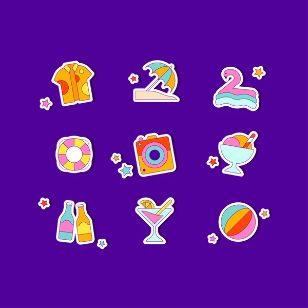 Set Small Summer Concept Icons — Stock Vector