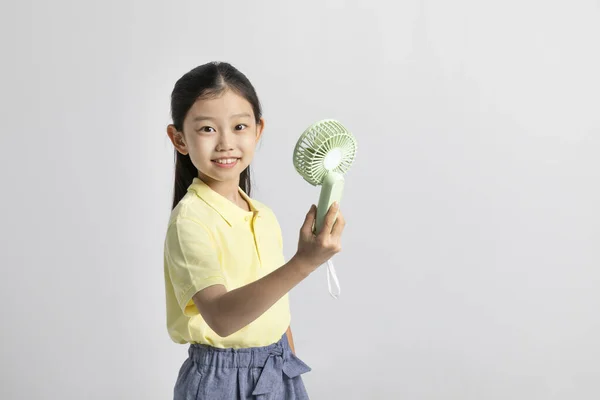 Chica Joven Coreana Que Usa Ropa Gimnasio Estudio Fondo Blanco —  Fotos de Stock