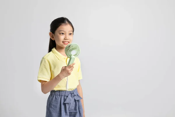 Koreai Fiatal Lány Visel Tornaterem Ruhák Fehér Háttér Stúdió Gazdaság — Stock Fotó