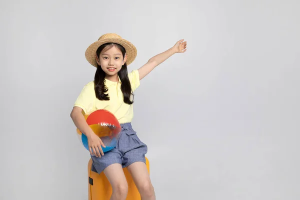 Coréenne Jeune Fille Portant Des Vêtements Gymnastique Studio Fond Blanc — Photo